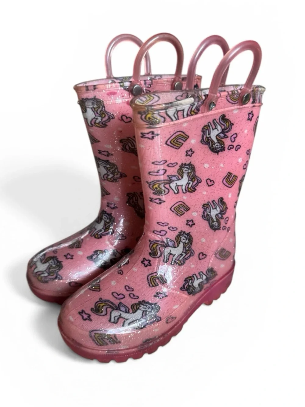 Zoogs Unicorn Glitter Rain Boots Pink Waterproof Kids Size 9 Toddler Girl